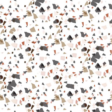 Vector terrazzo seamless pattern. Abstract textured background done from real broken small tile chips. Modern stone color pastel marble wallpaper for print and web.のイラスト素材