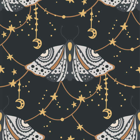 Moth vector seamless pattern.のイラスト素材