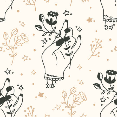 Celestial seamless patternのイラスト素材