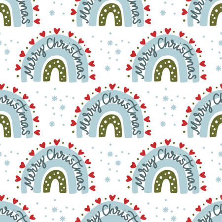 Christmas rainbow seamless pattern.のイラスト素材