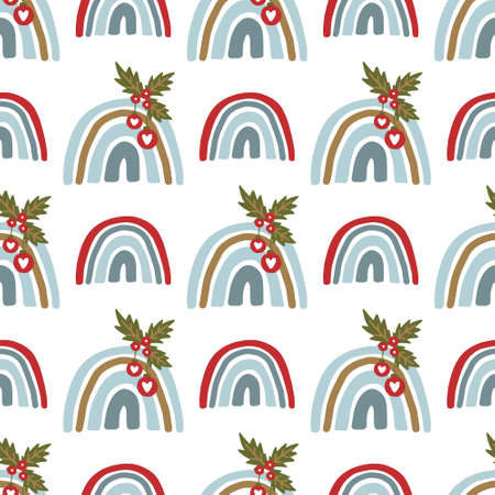 Christmas rainbow seamless pattern.のイラスト素材