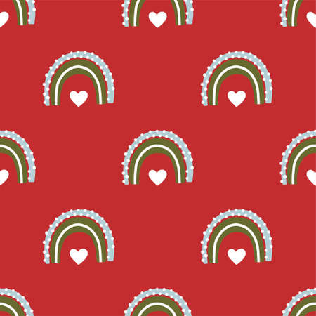 Christmas rainbow seamless pattern.のイラスト素材