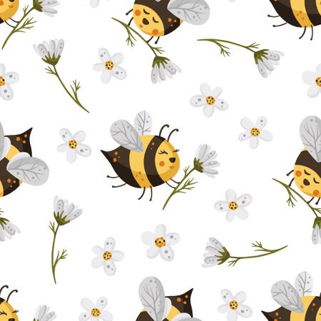 Bee seamless vector pattern.のイラスト素材