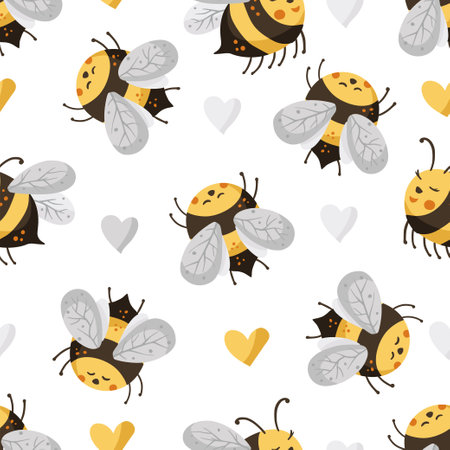 Bee seamless vector pattern.のイラスト素材
