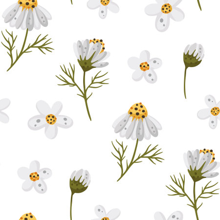 Seamless background with daisy flowers.のイラスト素材