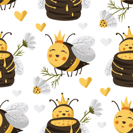 Bee seamless vector pattern.のイラスト素材