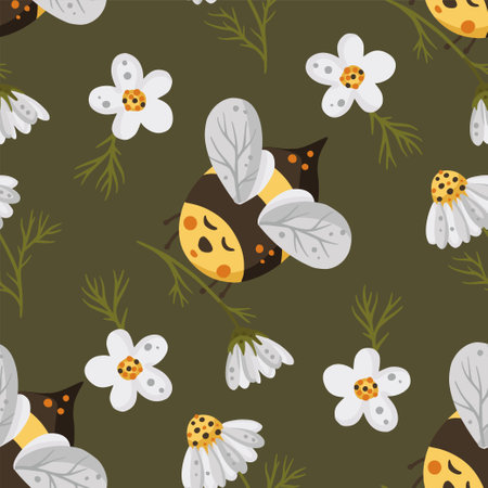 Bee seamless vector pattern.のイラスト素材