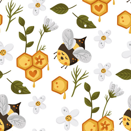 Bee seamless vector pattern.のイラスト素材
