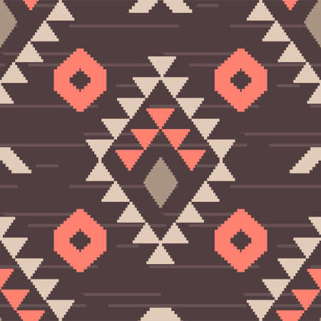 Native American seamless pattern. Aztec navajo tribe indian art. Peru brown boho geometric vector...