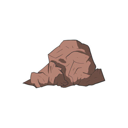 Stone nature rock isolated vector graphic element illustration. Cartoon sketch.のイラスト素材