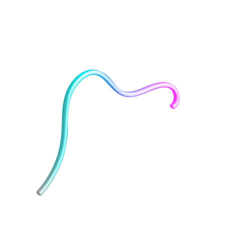 Realistic gradient geometric line shape, modern vector element. 3d dynamic holographic trendy motion...