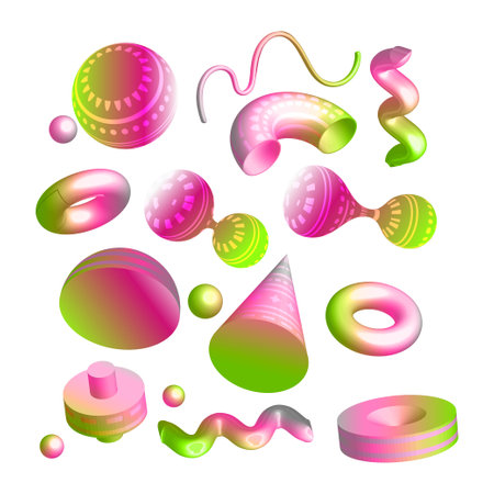 Graphic gradient realistic element figure, abstract modern trendy set.のイラスト素材