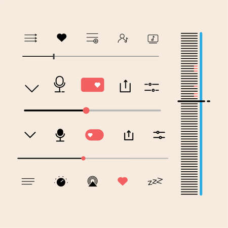 Music podcast player button interface set. Vector control multimedia illustration icon symbol.のイラスト素材