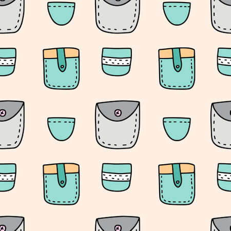 Cartoon pocket fabric sewing texture seamless patternのイラスト素材