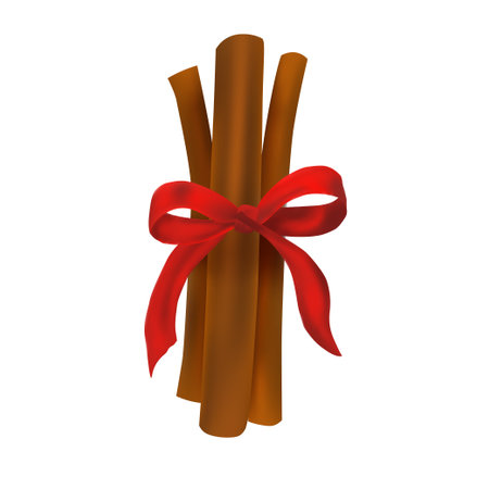 Cinnamon ribbon cute spice natural food vector illustrationのイラスト素材