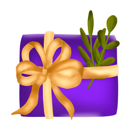 Merry Christmas Happy New Year isolated 3d gift box cartoon vector background design.のイラスト素材