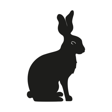 Rabbit bunny sitting silhouette Easter vector animal ear black shape spring graphicのイラスト素材