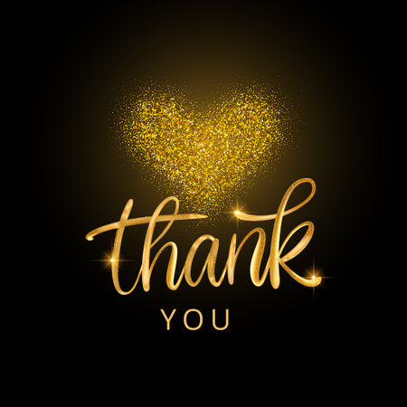 Thank you glitter text. Shiny sparkle 3d vector gold golden lettering calligraphy card artのイラスト素材
