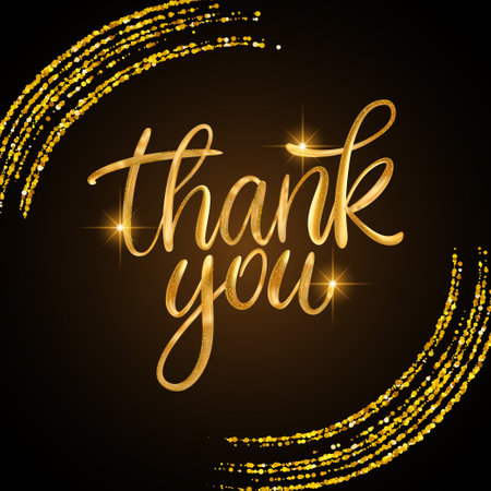 Thank you glitter text. Shiny sparkle 3d vector gold golden lettering calligraphy card artのイラスト素材