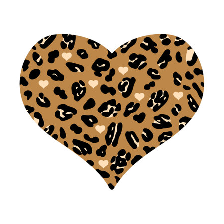 Leopard print heart. Vector illustration of animal print with hearts.