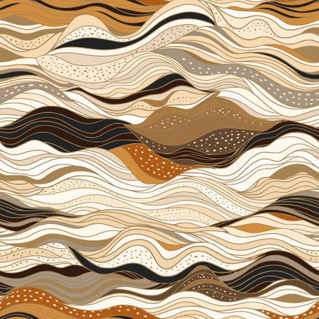Seamless background pattern. Wavy lines on a brown background.のイラスト素材