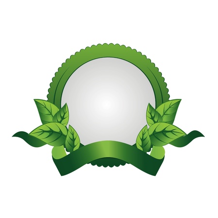 Empty frame with leaves and ribbonのイラスト素材