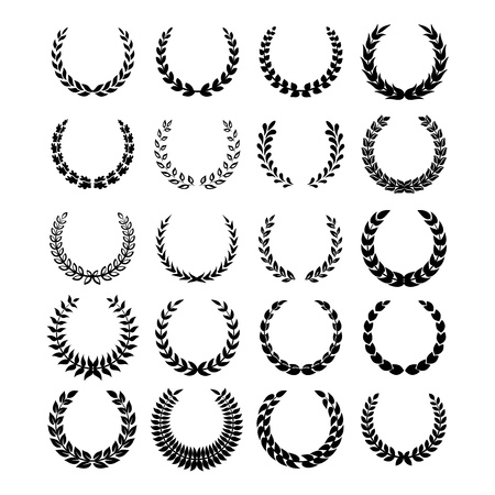 Black laurel wreaths 1 isolated on white backgrounds.のイラスト素材