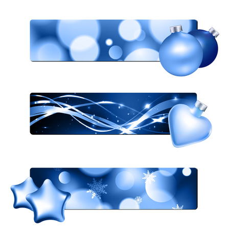 Set of shiny blue christmas labels. Vector.のイラスト素材