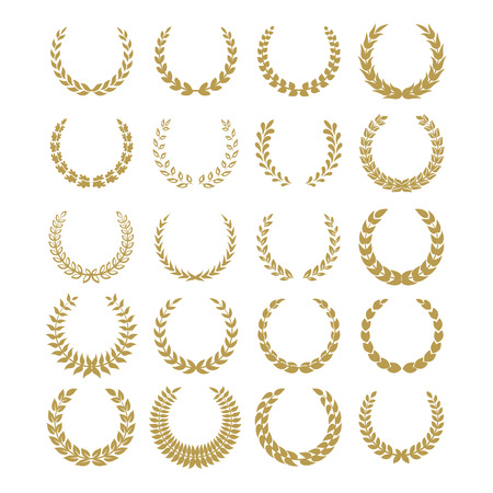Black laurel wreaths isolated on white backgrounds.のイラスト素材