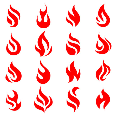 Fire flames, set icons, vector illustrationのイラスト素材