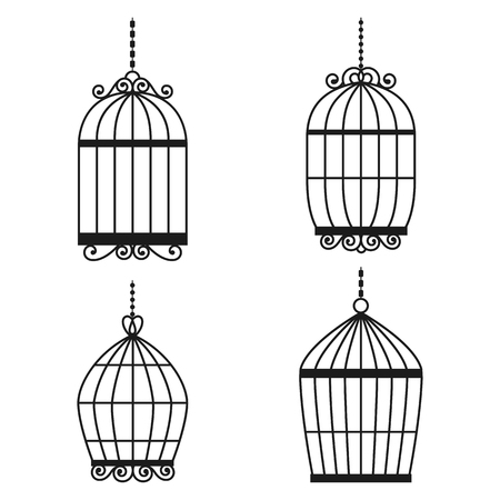 Silhouette birdcages collection set.のイラスト素材