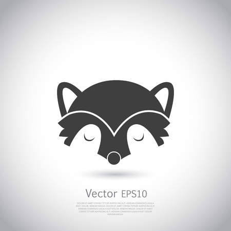 Racoon icon. Vector illustration on gray background.のイラスト素材