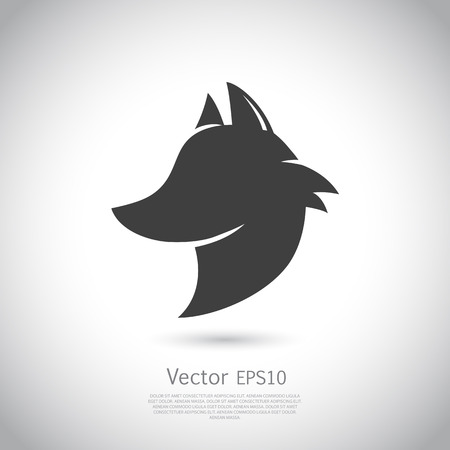 Stylized fox head. silhouette with gray background.のイラスト素材