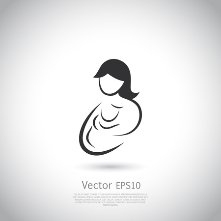 Mother and child icon. Vector illustration on gray background with place for your text.のイラスト素材