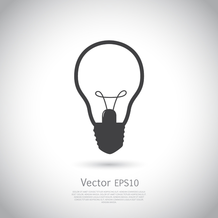 Light lamp sign icon. Idea symbol. Vector illustration on gray background with place for your text.のイラスト素材