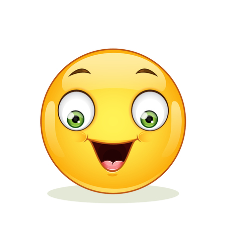 Emoticon with happy face. Icon isolated on white background.のイラスト素材