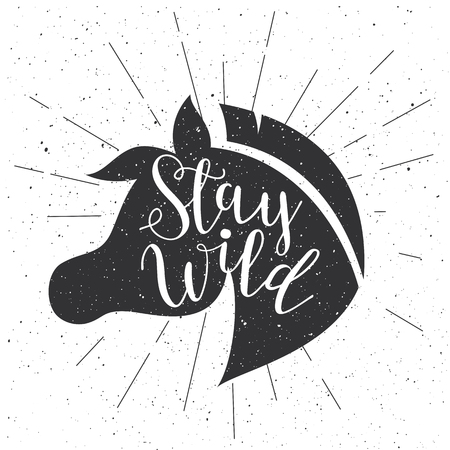 Horse head silhouette in retro style. Vector sign.のイラスト素材