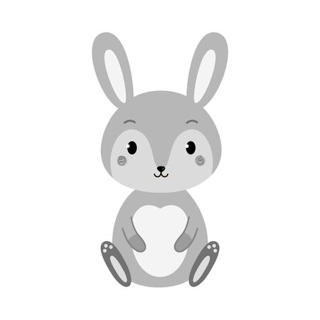 Cute cartoon rabbit in flat style.のイラスト素材