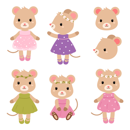 Cute mouses. Vector flat illustration.のイラスト素材