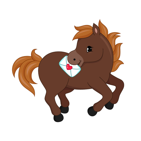 Adorable cartoon horse character. Vector illustration.のイラスト素材