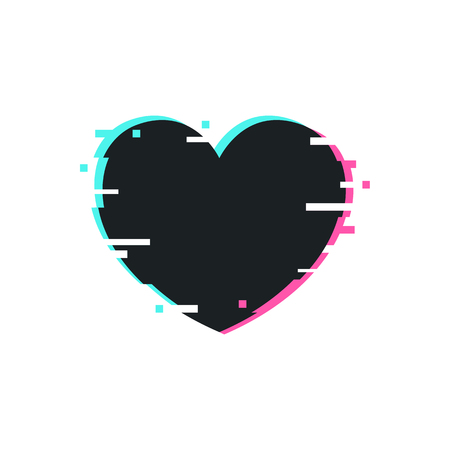 Glitched distortion heart frame. Vector illustration with copy space.のイラスト素材