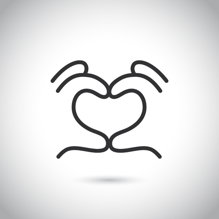 Heart shape hand gesture icon. Vector thin line illustration.のイラスト素材