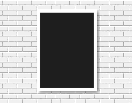 Gallery Interior with empty frame on brick wall.のイラスト素材