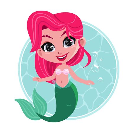 Cute mermaid girl vector illustration.のイラスト素材