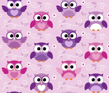 Seamless cute colorful owl kids patternのイラスト素材