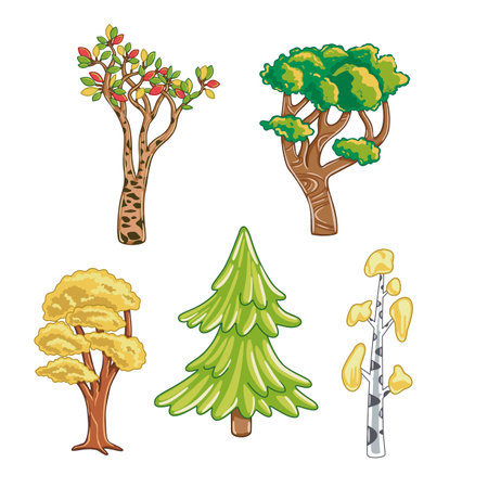 Forest trees. Woodland trees.のイラスト素材