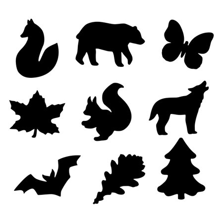 Forest animals silhouettes collection.のイラスト素材
