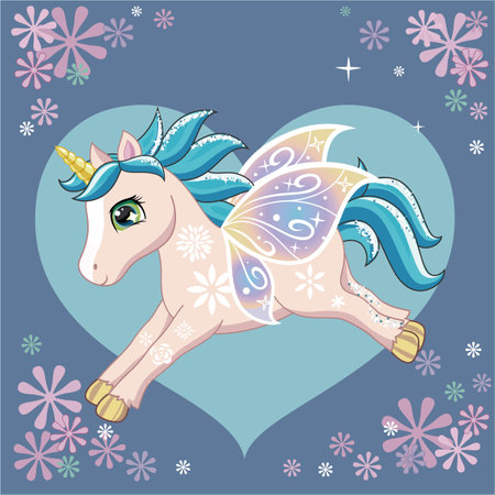 Cute unicorn with butterfly wings.のイラスト素材
