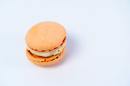 Macaroons on a white background, colorful macaroons french cookies. Macaroons.の写真素材