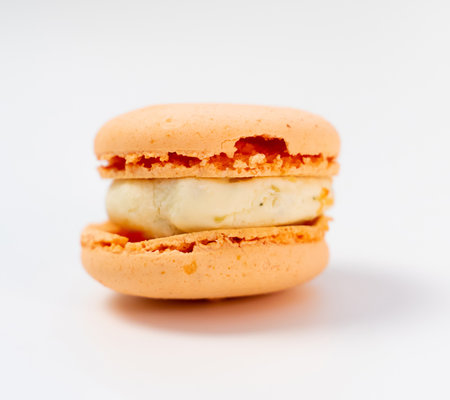 Macaroons on a white background, colorful macaroons french cookies. Macaroons.の写真素材